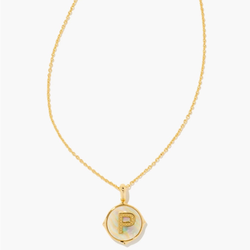 Kendra Scott Letter P Gold Disc Reversible Pendant Necklace